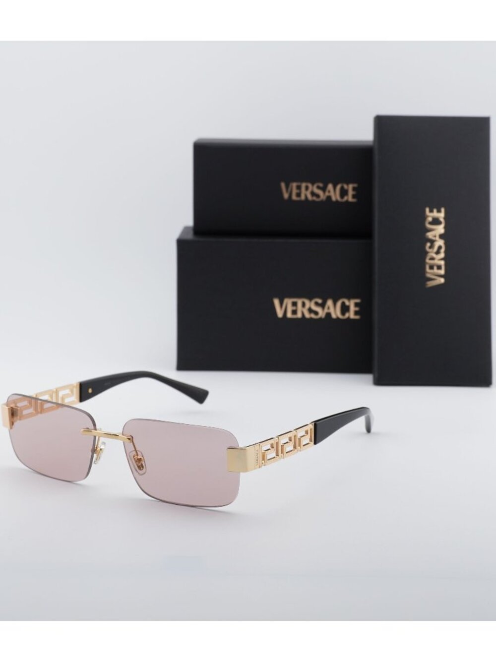 Versace VE2298 10021T Rectangle Sunglasses – Gold/Pink